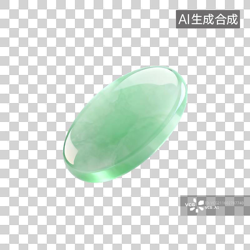 【AI数字艺术】椭圆形绿色玉质宝石图片素材