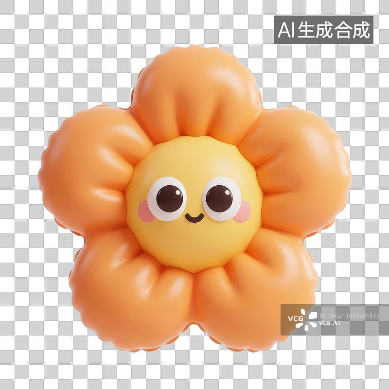 【AI数字艺术】可爱3D膨胀风拟人花朵图片素材