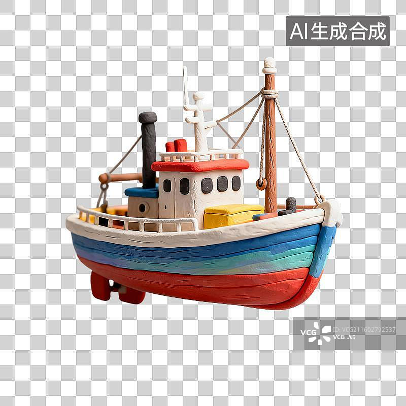 【AI数字艺术】粘土风格的渔船图片素材