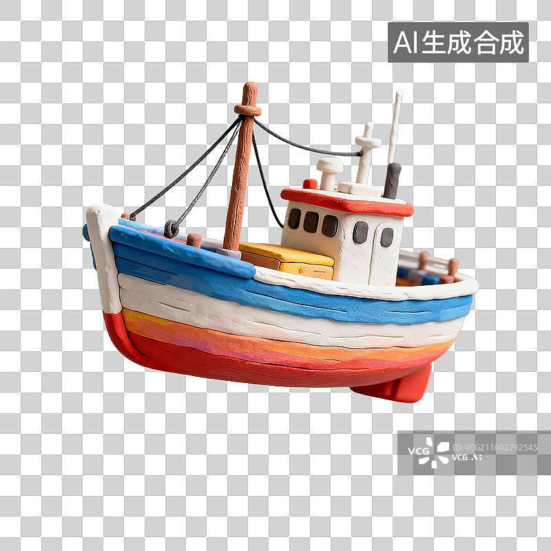 【AI数字艺术】粘土风格的渔船图片素材