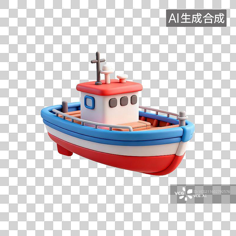【AI数字艺术】粘土风格的渔船图片素材