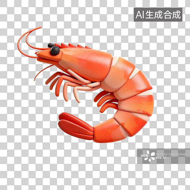 【AI数字艺术】色彩鲜艳的虾特写图片素材