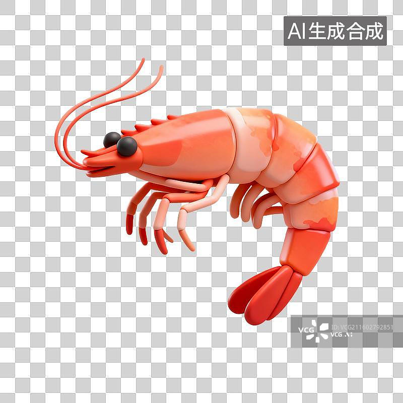 【AI数字艺术】色彩鲜艳的虾特写图片素材