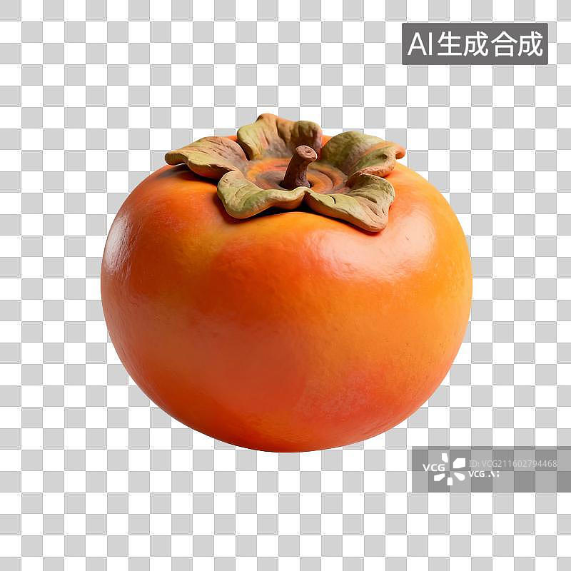 【AI数字艺术】一个成熟的橙色柿子果实图片素材