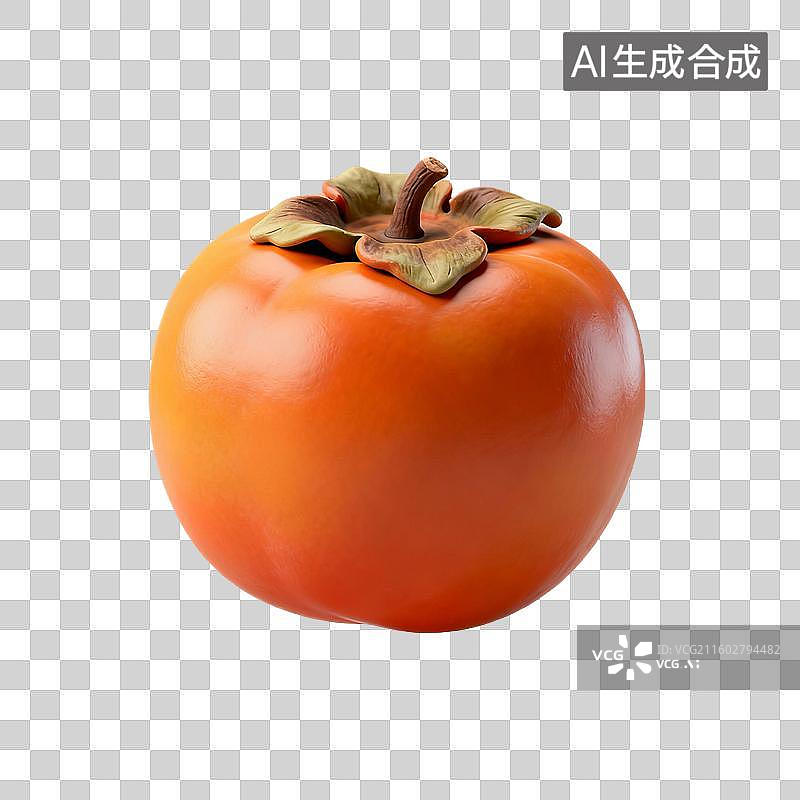 【AI数字艺术】一个成熟的橙色柿子果实图片素材