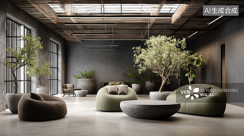 【AI数字艺术】现代简约风格室内空间图片素材