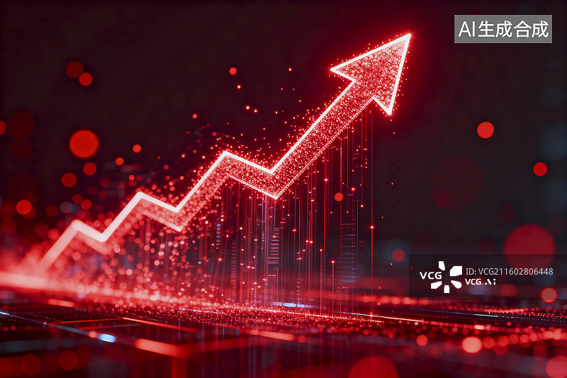 【AI数字艺术】红色向上箭头代表增长图片素材