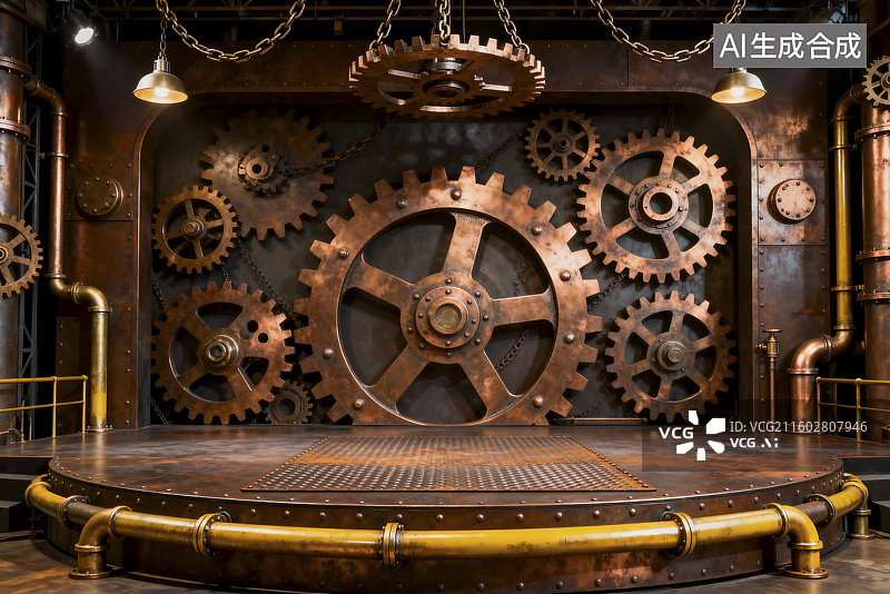 【AI数字艺术】蒸汽朋克风格舞台装置图片素材