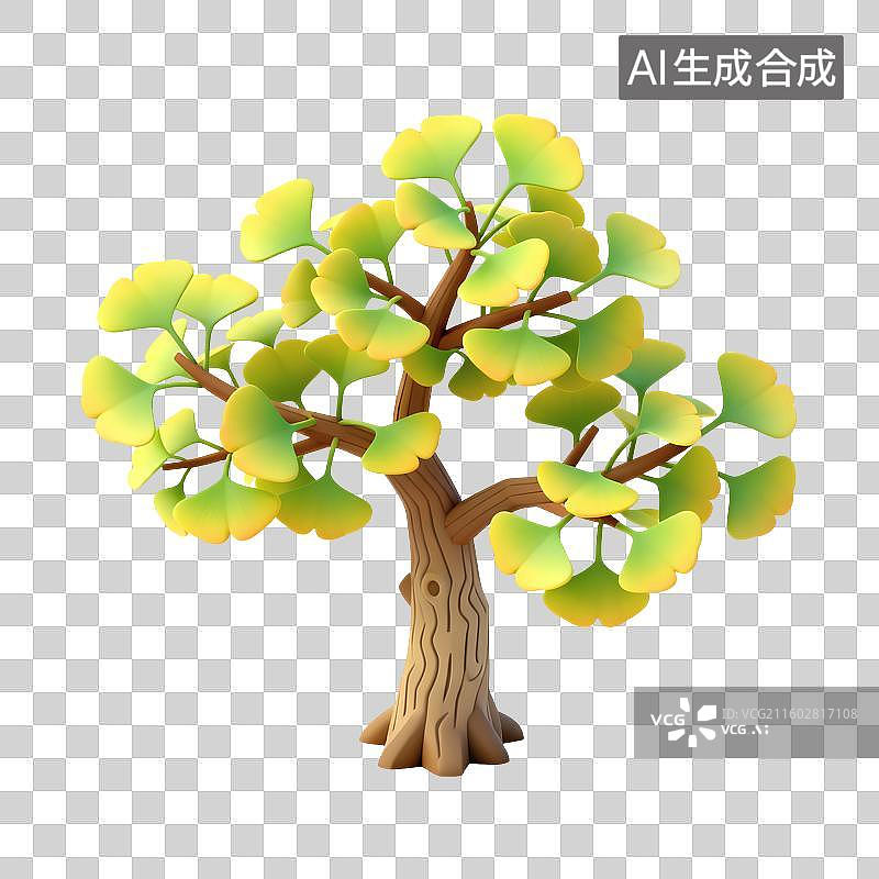 【AI数字艺术】银杏树插画图片素材