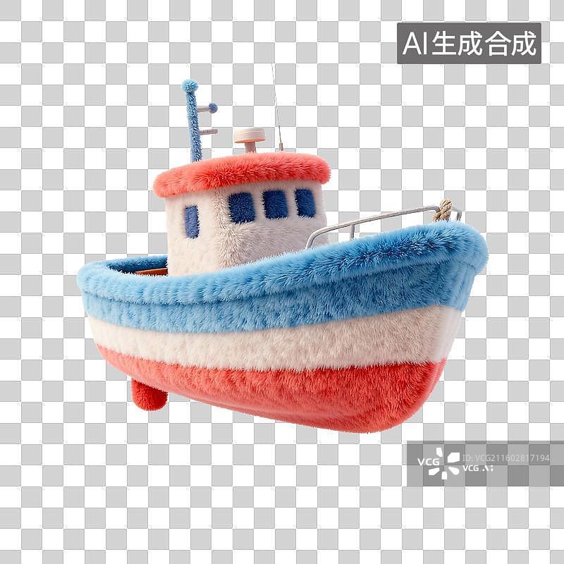 【AI数字艺术】毛绒风格的渔船图片素材