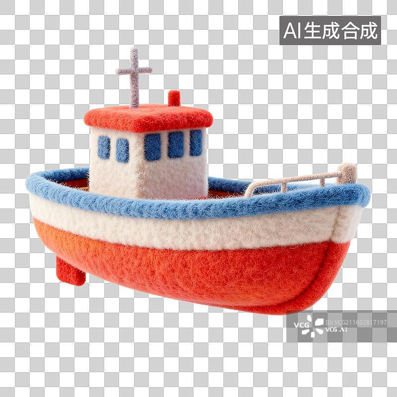 【AI数字艺术】毛绒风格的渔船图片素材