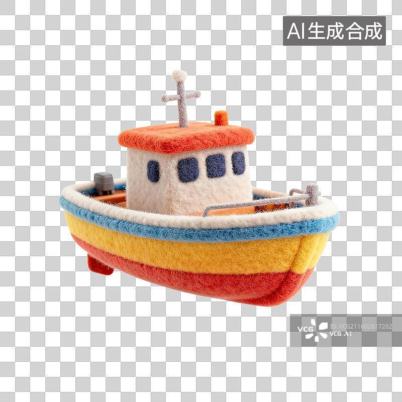 【AI数字艺术】毛绒风格的渔船图片素材