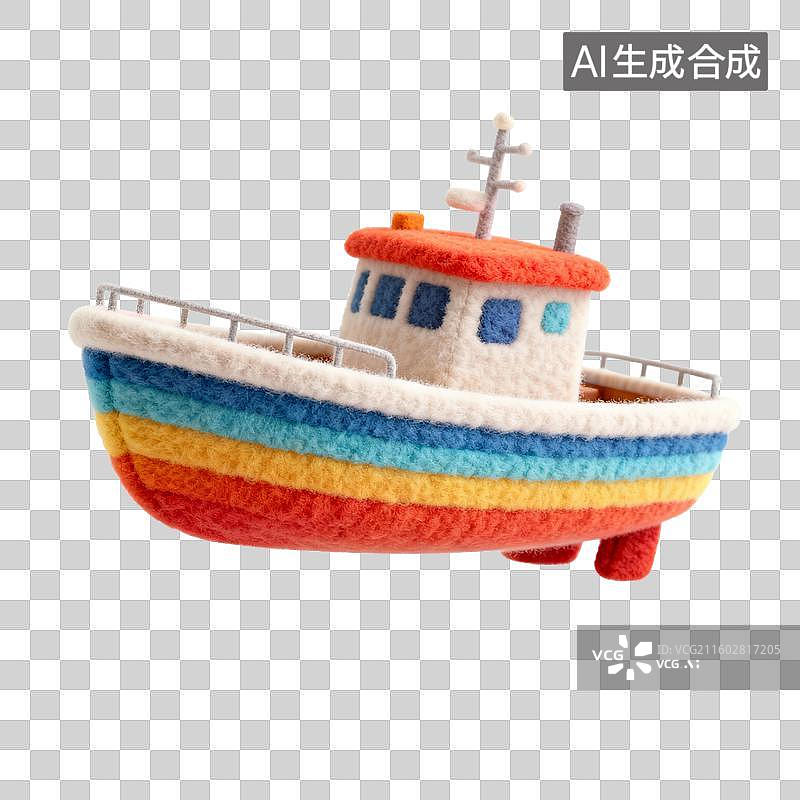 【AI数字艺术】毛绒风格的渔船图片素材