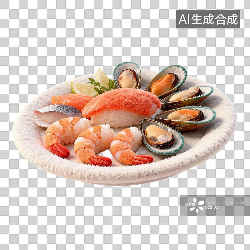 【AI数字艺术】手工毛毡海鲜摆盘图片素材