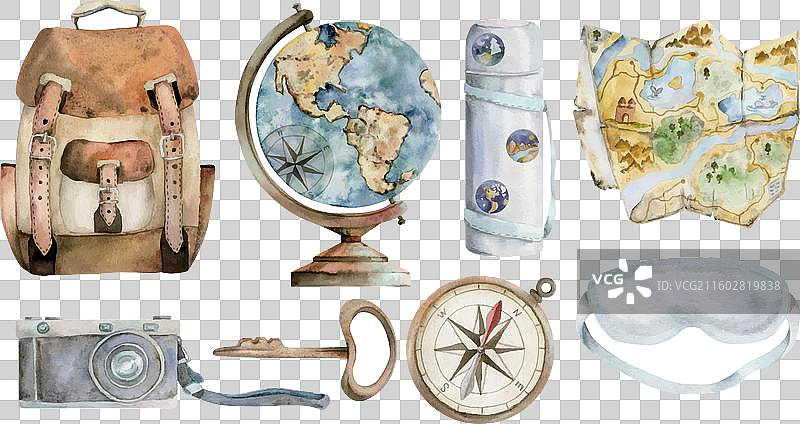 水彩手绘复古图片素材