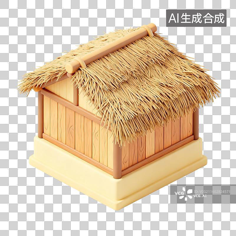 【AI数字艺术】茅草屋插画图片素材