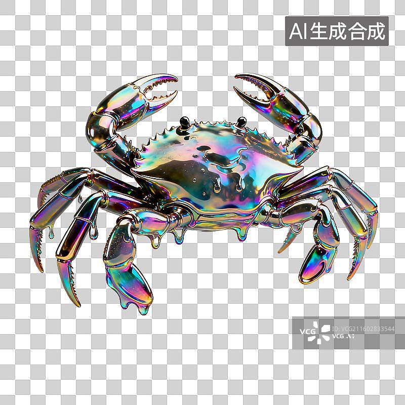 【AI数字艺术】酸性风格的螃蟹图片素材
