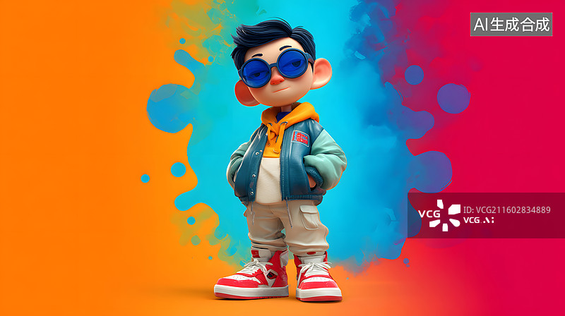 【AI数字艺术】时尚潮流卡通人物全身像图片素材