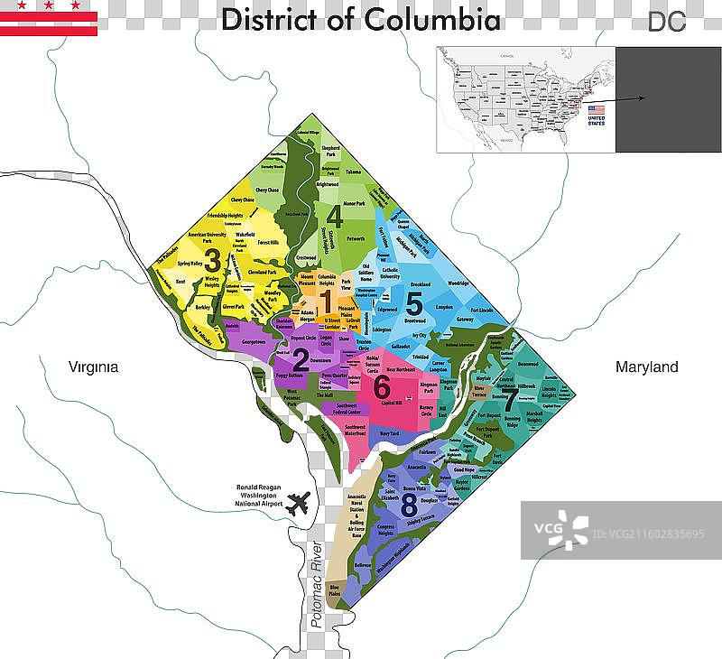 华盛顿特区地图及街区图片素材