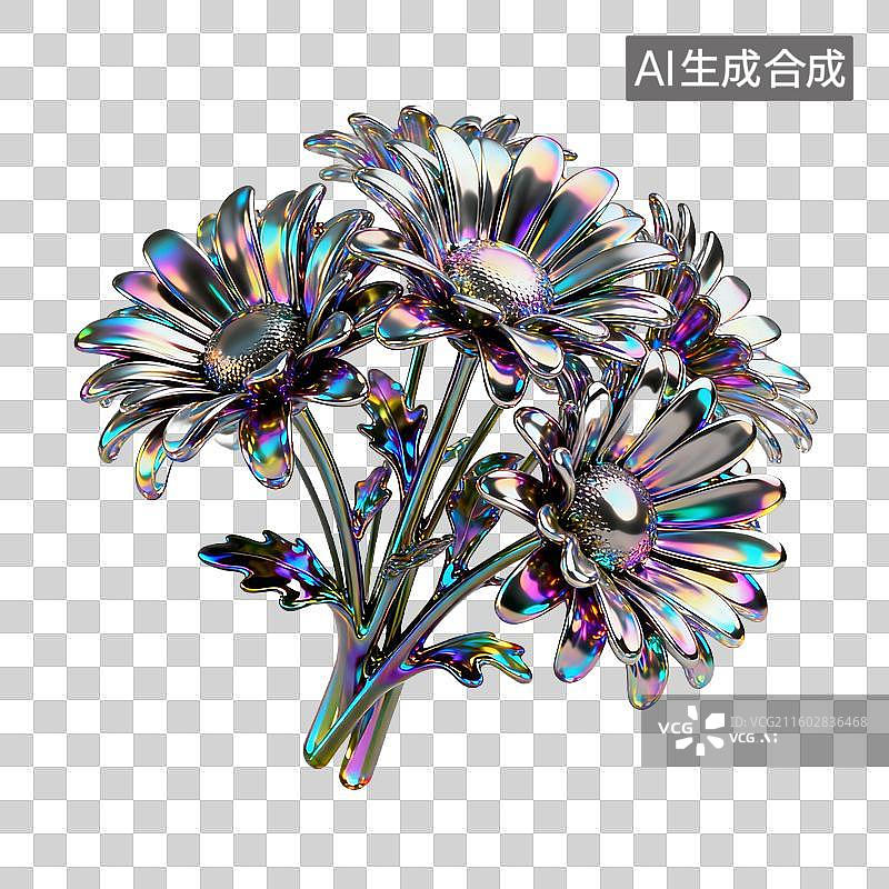 【AI数字艺术】酸性风格的菊花花束图片素材