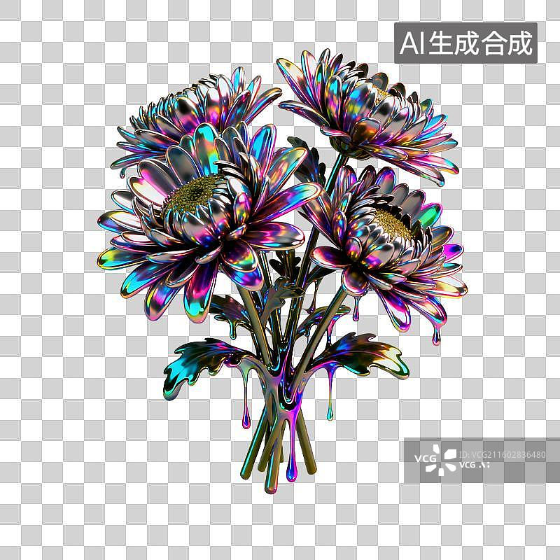 【AI数字艺术】酸性风格的菊花花束图片素材