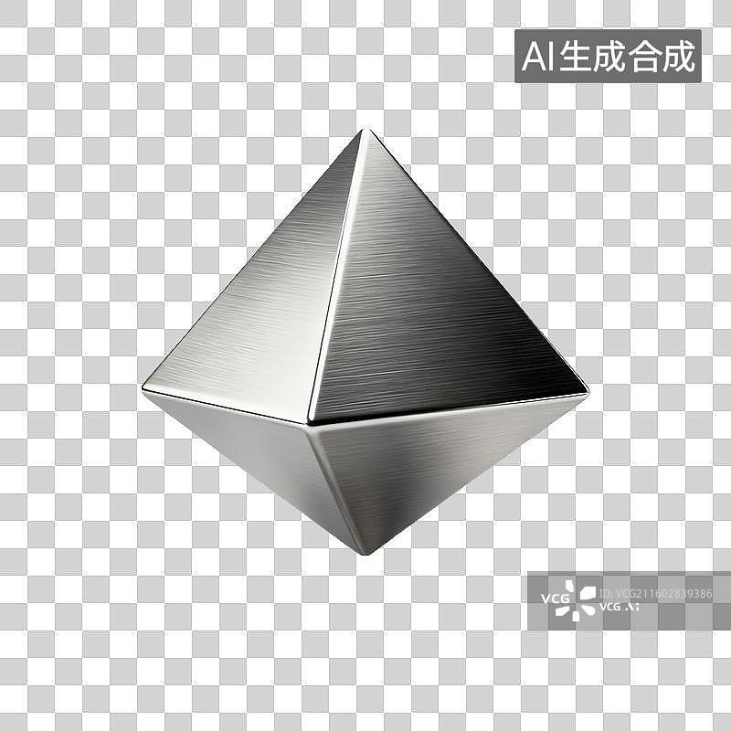 【AI数字艺术】金属质感的四面体物体图片素材