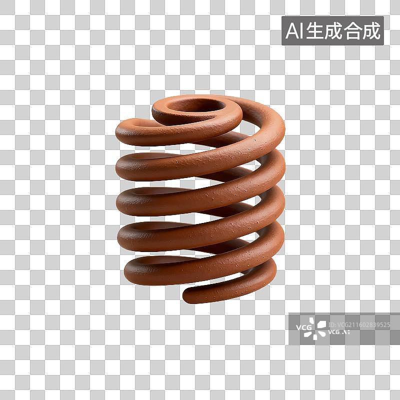 【AI数字艺术】棕色螺旋状弹簧的特写图片素材