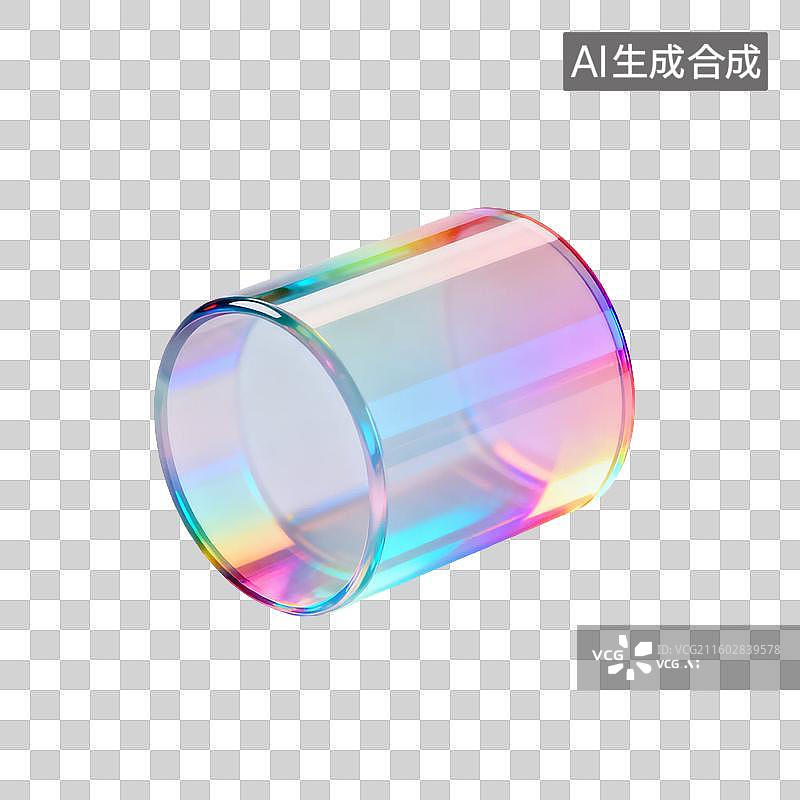 【AI数字艺术】色彩斑斓的透明圆柱物体图片素材