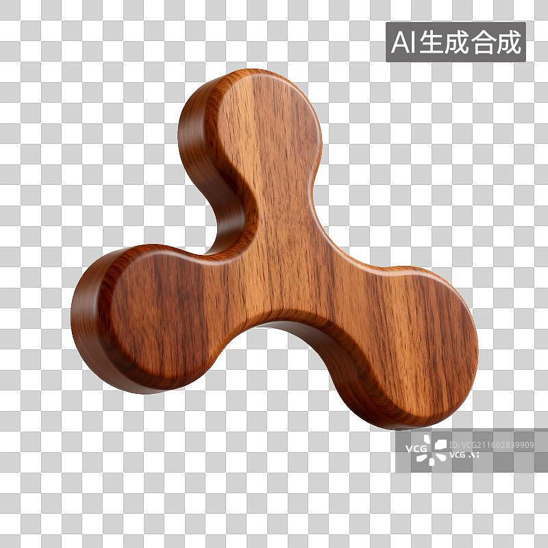 【AI数字艺术】木质三叶指尖陀螺图片素材
