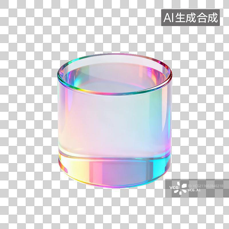 【AI数字艺术】色彩斑斓的透明圆柱玻璃杯图片素材