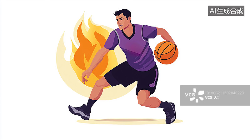 【AI数字艺术】篮球运动员运球动画素材图片素材