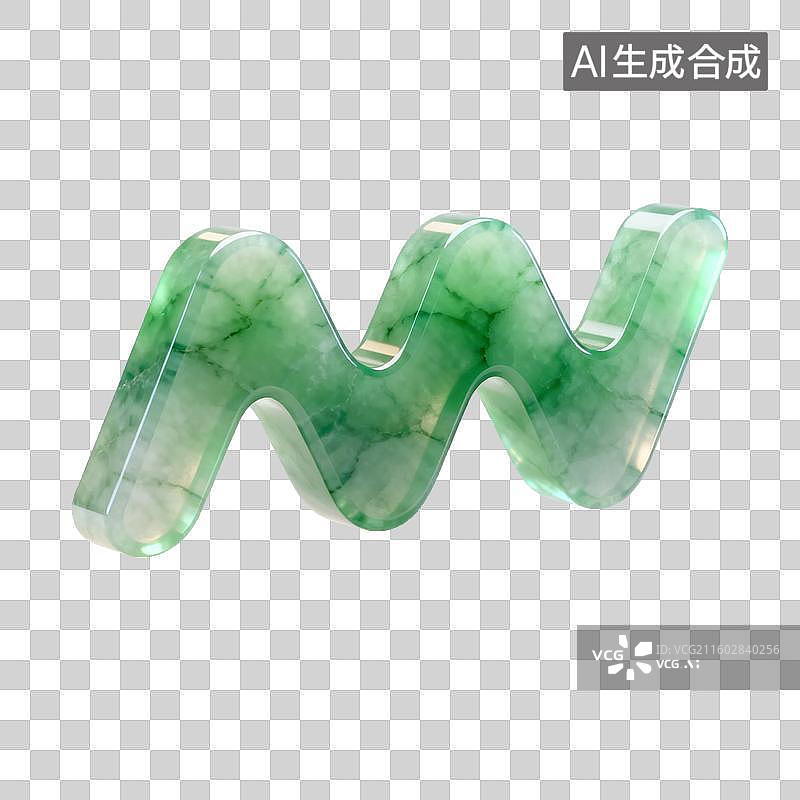 【AI数字艺术】绿色大理石纹理Z字形物体图片素材