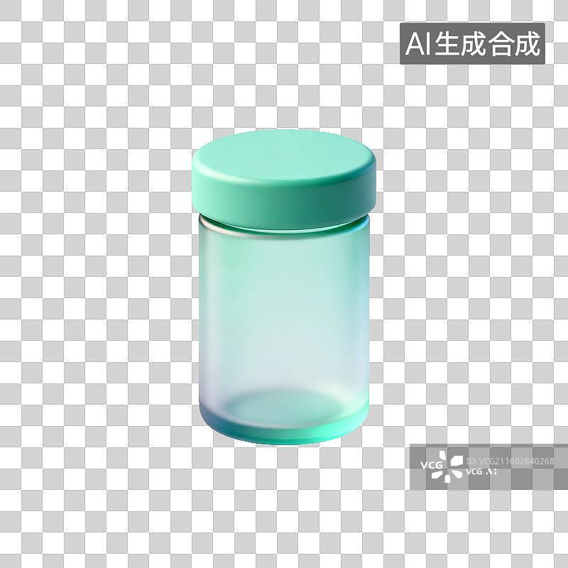 【AI数字艺术】带绿色盖子的透明玻璃容器图片素材