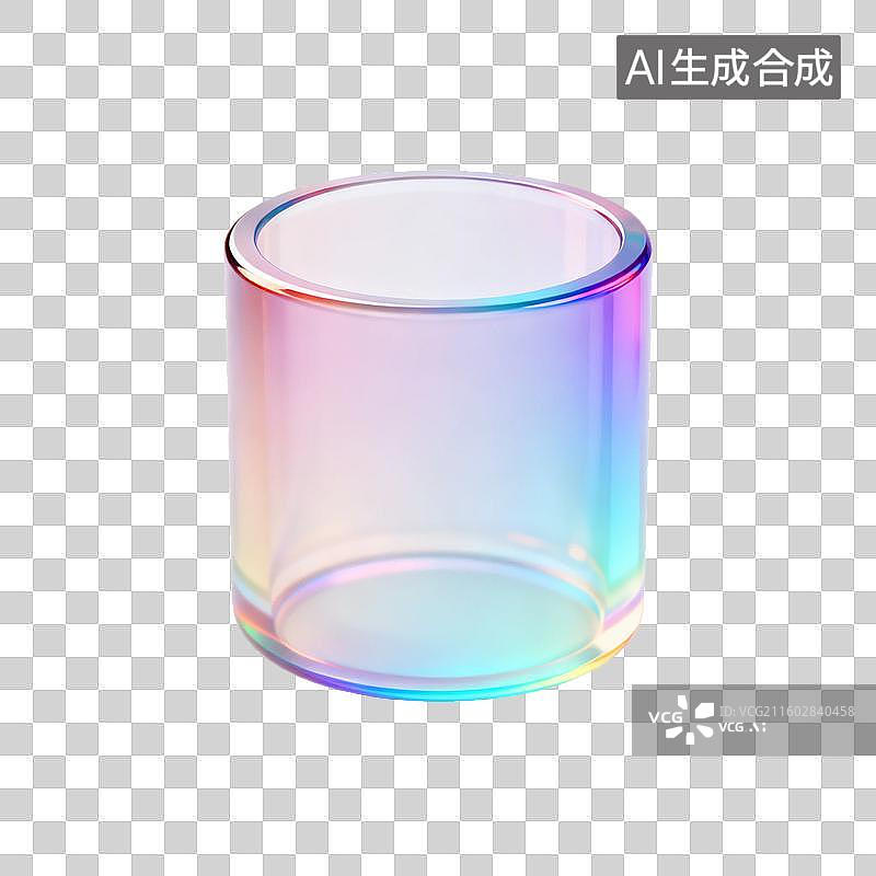 【AI数字艺术】色彩斑斓的圆柱形玻璃容器图片素材