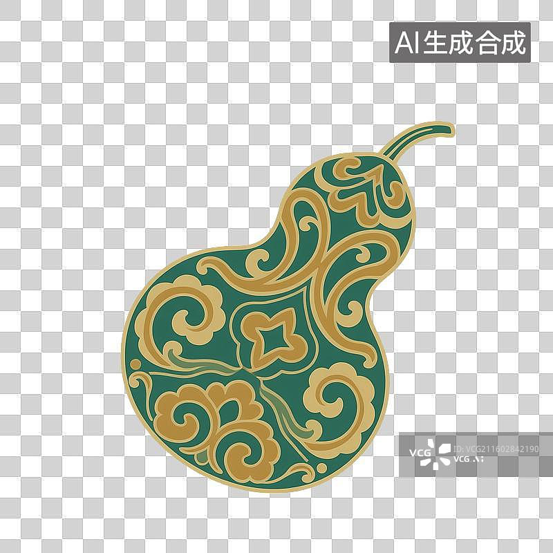 【AI数字艺术】国风手绘插画，中国风葫芦花纹，宝葫芦，葫芦，免抠元素图片素材
