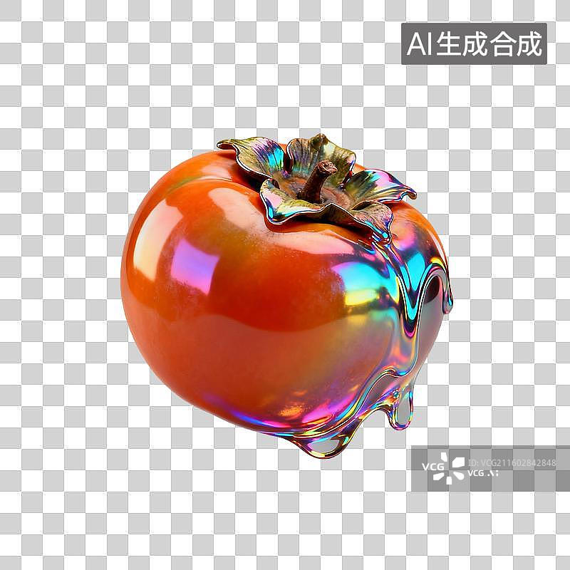 【AI数字艺术】色彩绚丽的光泽柿子图片素材