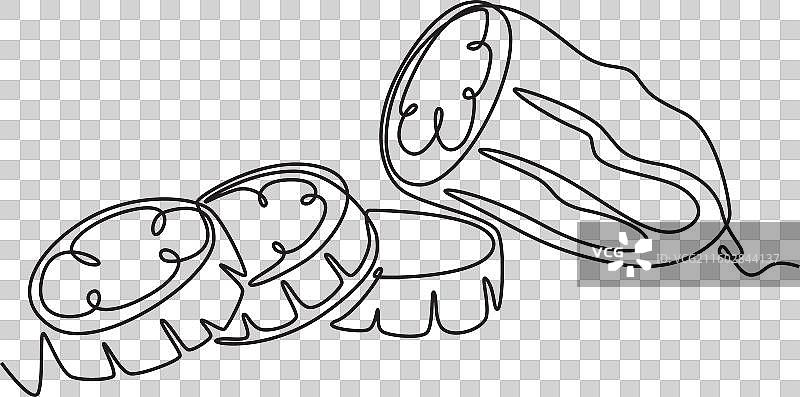 切开的健康食品的单线条连续画图片素材