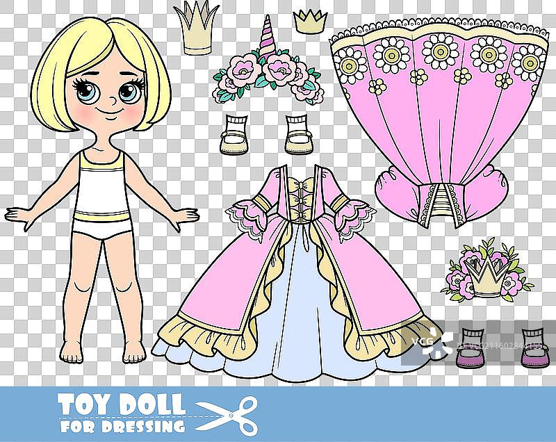 留着齐肩短发的金发卡通女孩图片素材