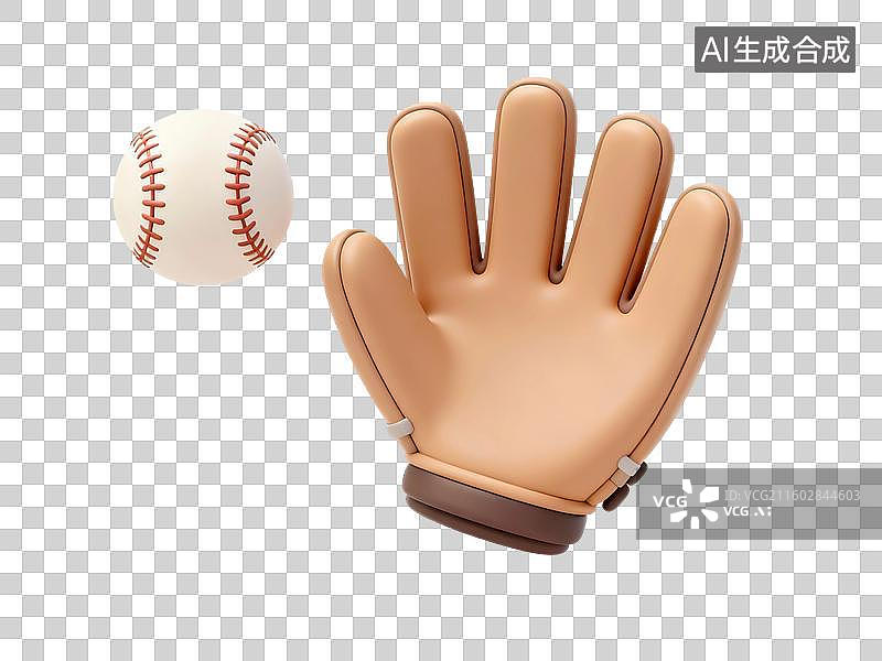【AI数字艺术】棒球手套卡通元素插画图片素材