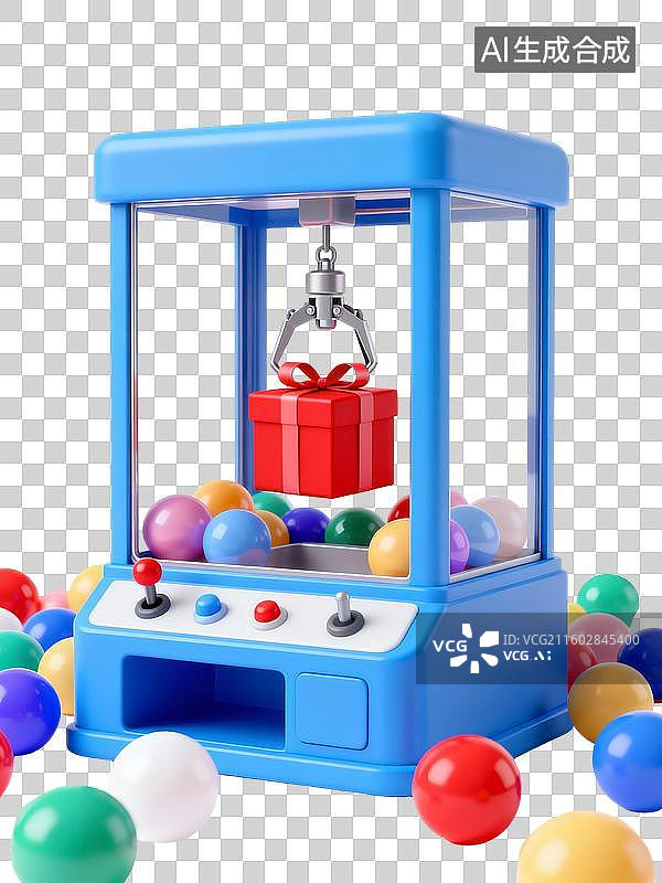 【AI数字艺术】抓娃娃游戏机电商促销元素插画图片素材