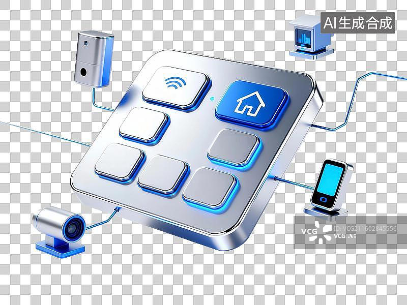 【AI数字艺术】智能家电控制系统插画图片素材