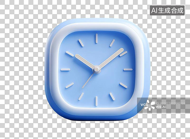 【AI数字艺术】3D蓝色闹钟时间周年纪念工作提醒节日倒计时免抠图形图片素材