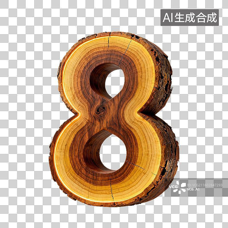 【AI数字艺术】3D木纹年轮立体数字元素图片素材