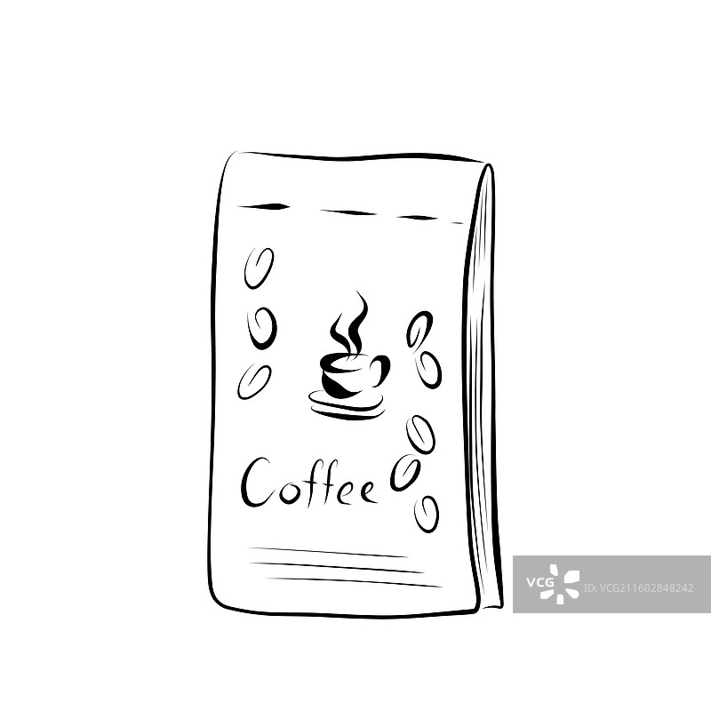 咖啡豆手绘线稿图片素材
