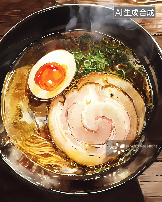 【AI数字艺术】日本拉面美食插画图片素材