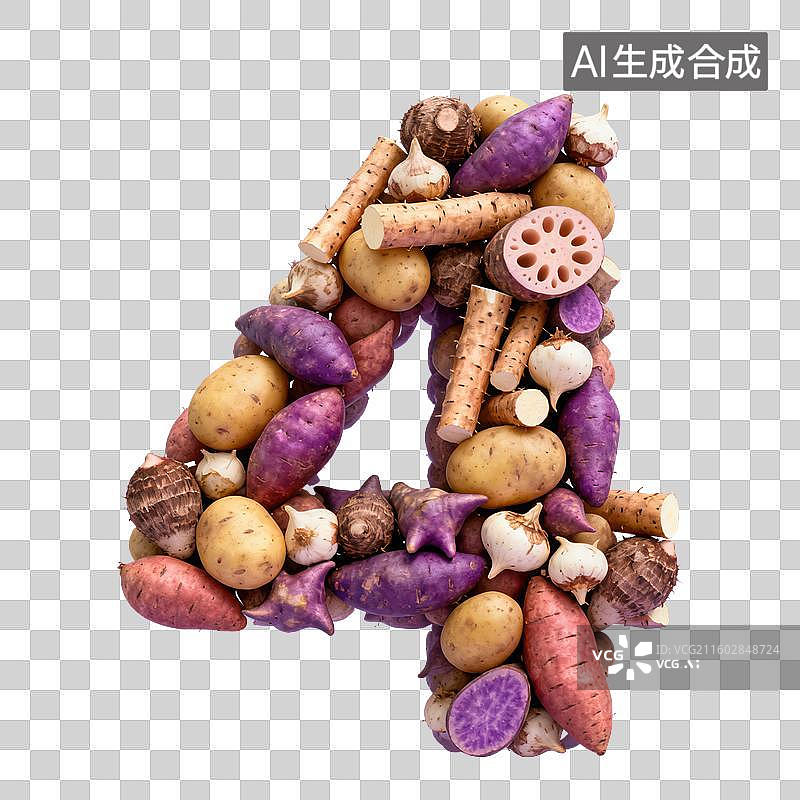 【AI数字艺术】3D根茎类薯芋立体数字元素图片素材