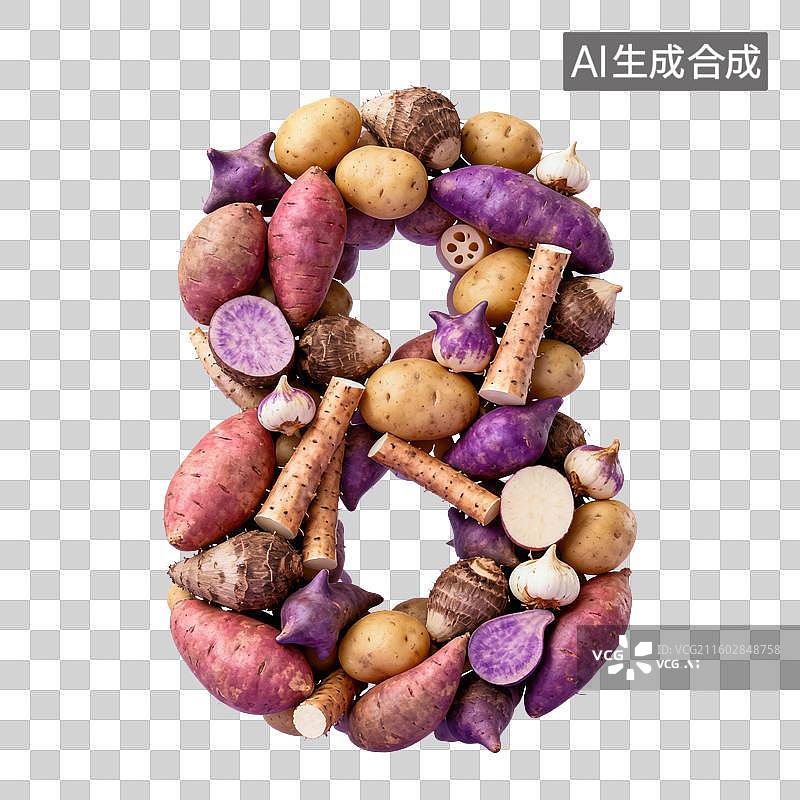 【AI数字艺术】3D根茎类薯芋立体数字元素图片素材