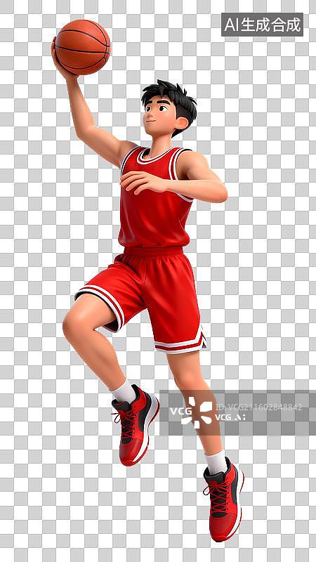 【AI数字艺术】免扣透明通道 男生打篮球图片素材