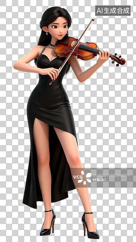 【AI数字艺术】免扣透明通道小提琴演奏图片素材