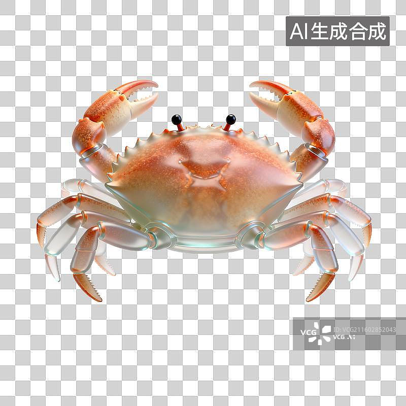 【AI数字艺术】透明多彩的螃蟹图片素材
